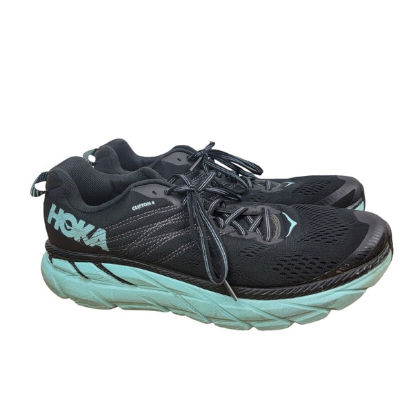 Hoka One One Clifton 6 Black Aqua Women’s Size 10.5 1102873-BASY Running Shoes - Picture 2 of 8
